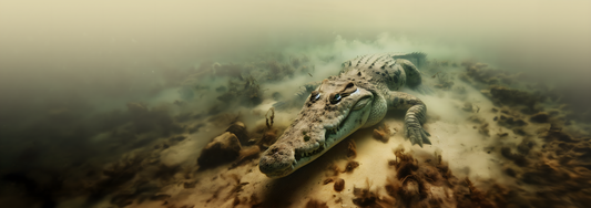 Image of a Crocodile resting underwater (78,7 x 27,7 Inches)